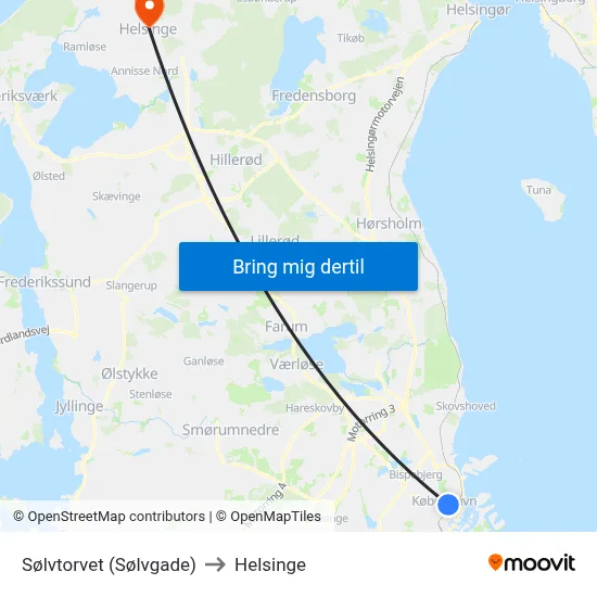 Sølvtorvet (Sølvgade) to Helsinge map