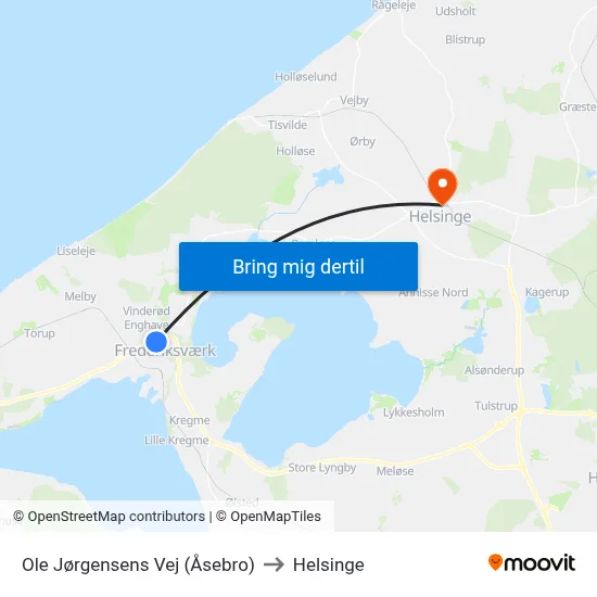 Ole Jørgensens Vej (Åsebro) to Helsinge map