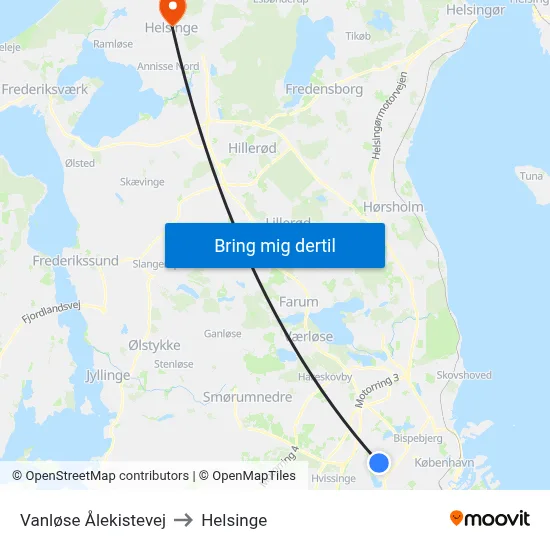 Vanløse Ålekistevej to Helsinge map