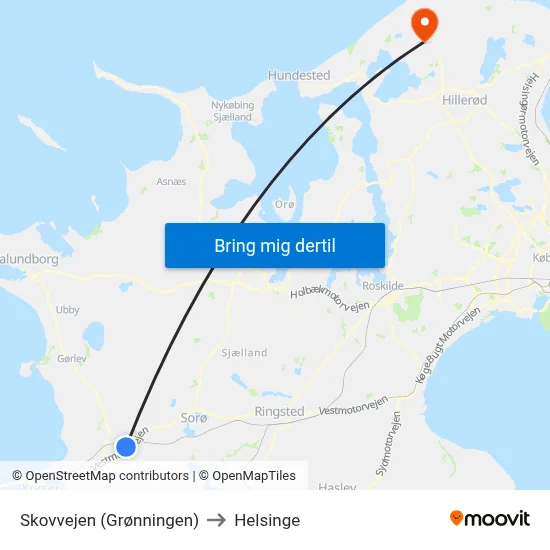 Skovvejen (Grønningen) to Helsinge map