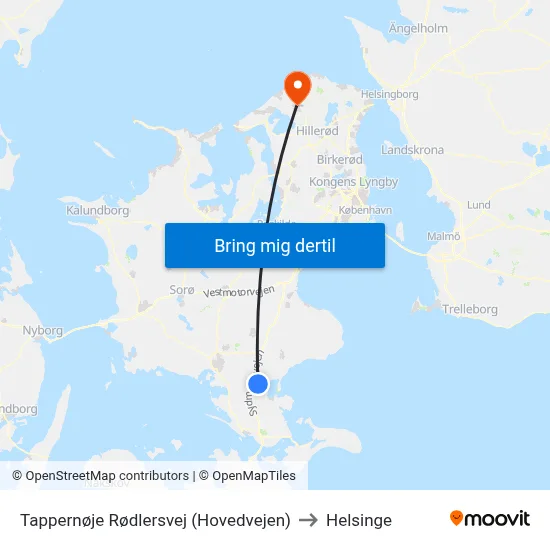 Tappernøje Rødlersvej (Hovedvejen) to Helsinge map