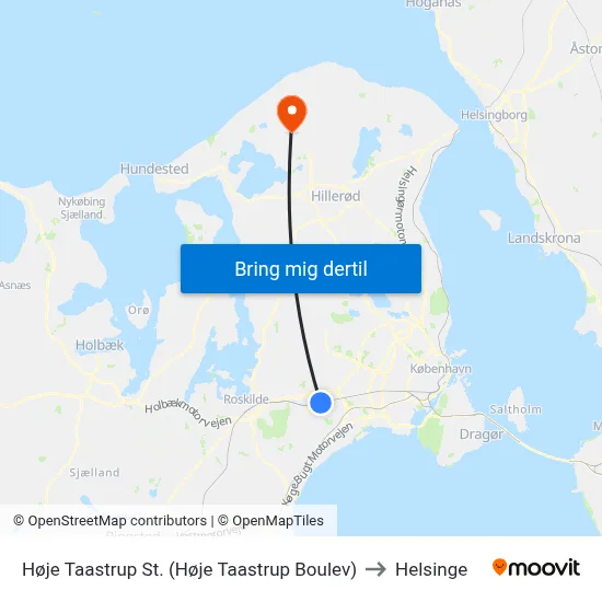 Høje Taastrup St. (Høje Taastrup Boulev) to Helsinge map