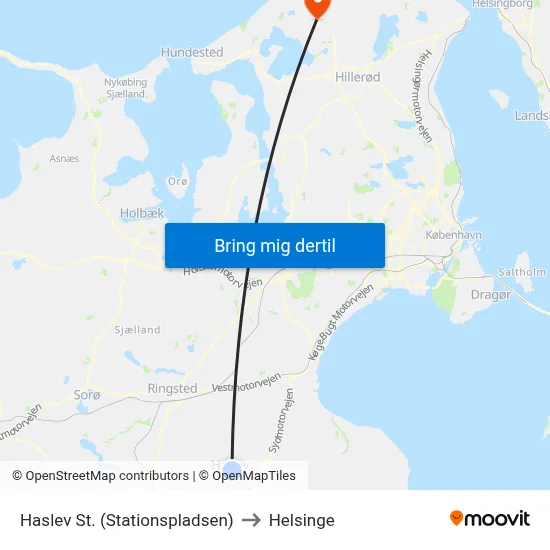 Haslev St. (Stationspladsen) to Helsinge map