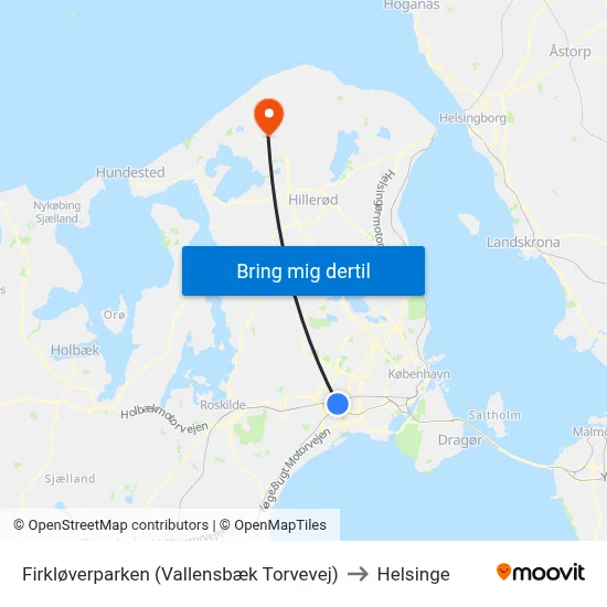 Firkløverparken (Vallensbæk Torvevej) to Helsinge map