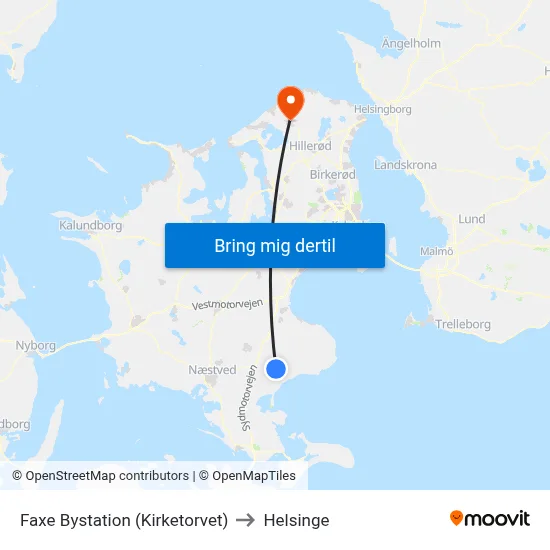 Faxe Bystation (Kirketorvet) to Helsinge map