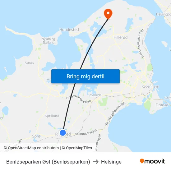 Benløseparken Øst (Benløseparken) to Helsinge map