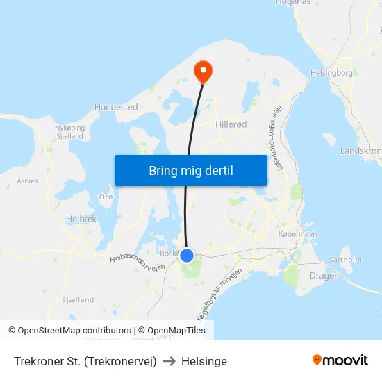 Trekroner St. (Trekronervej) to Helsinge map