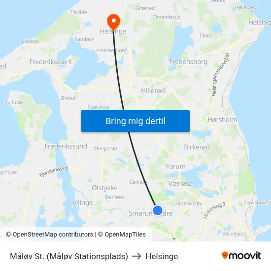 Måløv St. (Måløv Stationsplads) to Helsinge map