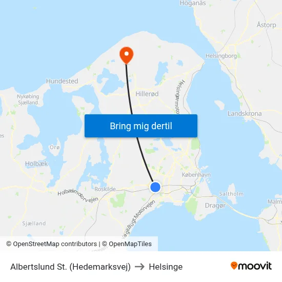 Albertslund St. (Hedemarksvej) to Helsinge map