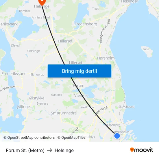 Forum St. (Metro) to Helsinge map