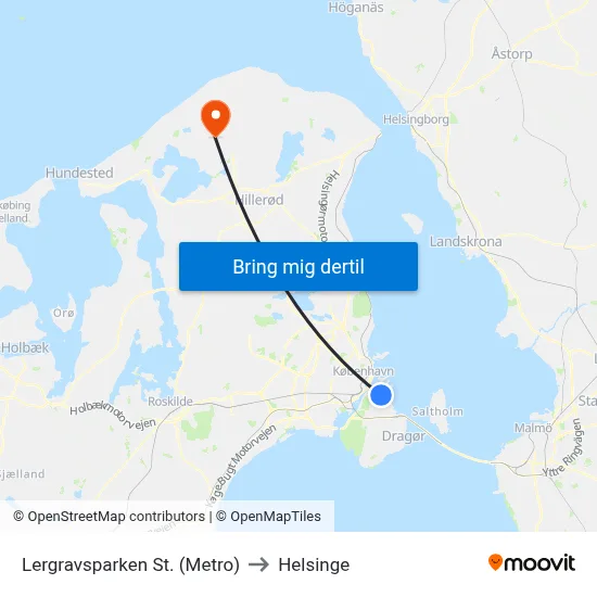 Lergravsparken St. (Metro) to Helsinge map