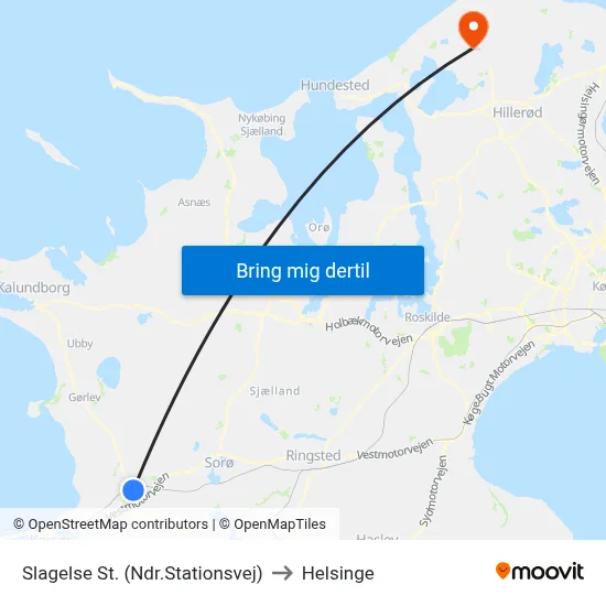 Slagelse St. (Ndr.Stationsvej) to Helsinge map