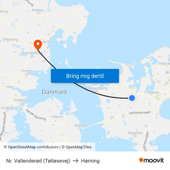 Nr. Vallenderød (Tølløsevej) to Hørning map