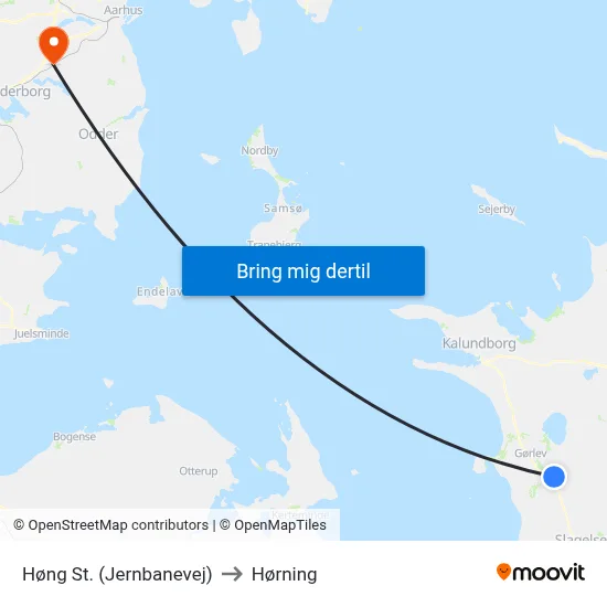 Høng St. (Jernbanevej) to Hørning map