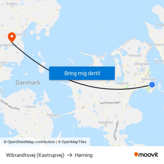 Wibrandtsvej (Kastrupvej) to Hørning map