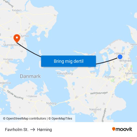 Favrholm St. to Hørning map