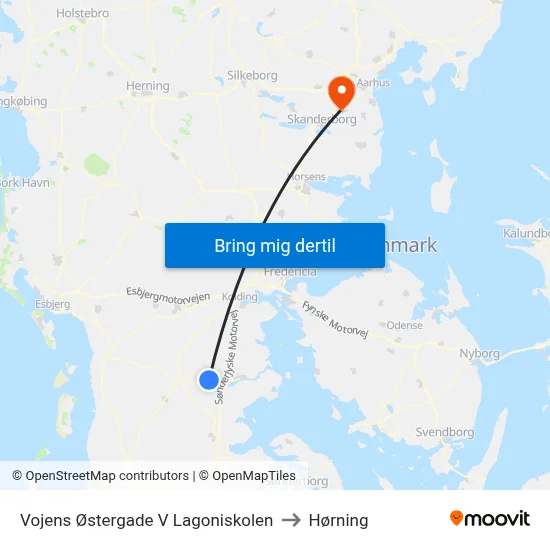 Vojens Østergade V Lagoniskolen to Hørning map