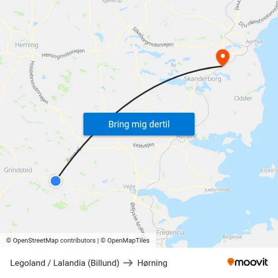 Legoland / Lalandia (Billund) to Hørning map