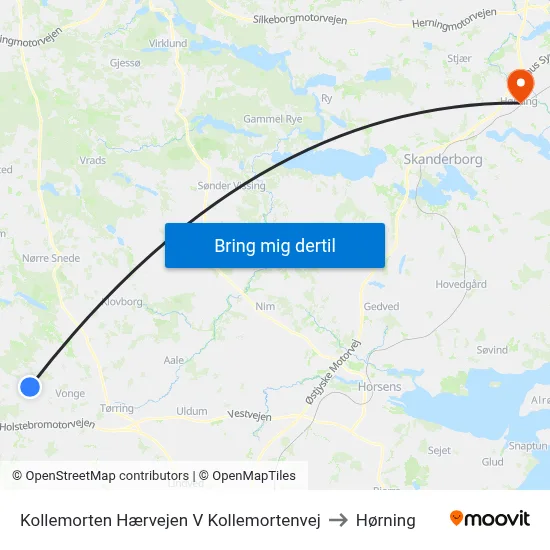 Kollemorten Hærvejen V Kollemortenvej to Hørning map