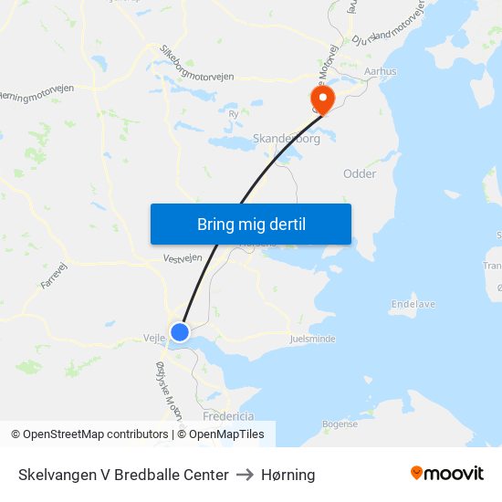 Skelvangen V Bredballe Center to Hørning map