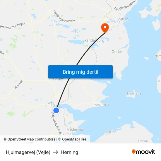 Hjulmagervej (Vejle) to Hørning map