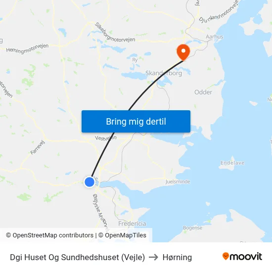 Dgi Huset Og Sundhedshuset (Vejle) to Hørning map