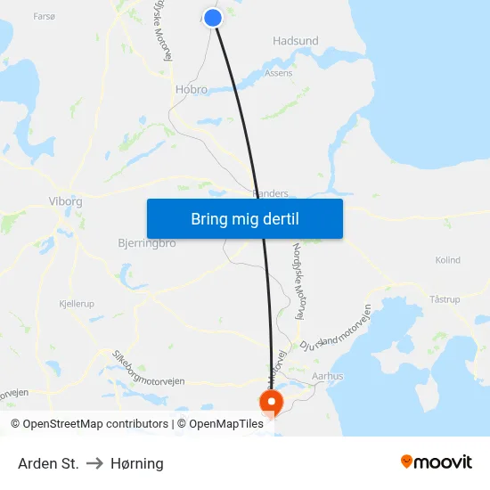 Arden St. to Hørning map