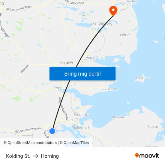 Kolding St. to Hørning map