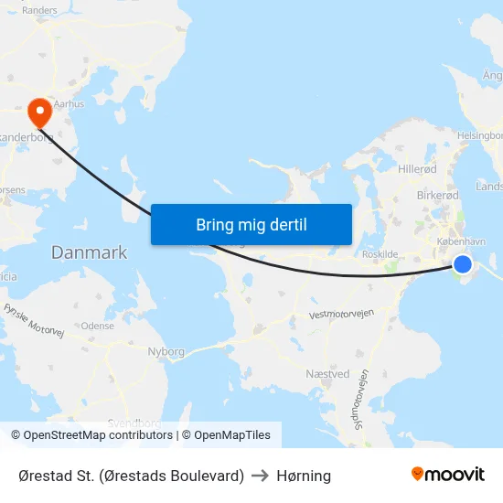 Ørestad St. (Ørestads Boulevard) to Hørning map