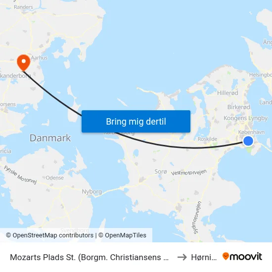 Mozarts Plads St. (Borgm. Christiansens Gade) to Hørning map
