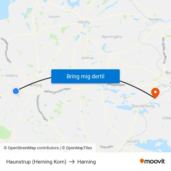 Haunstrup (Herning Kom) to Hørning map