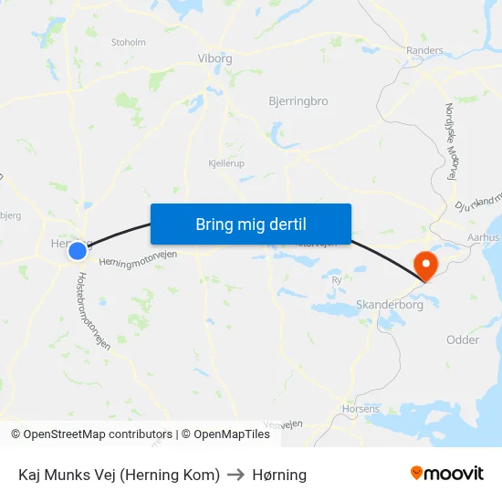 Kaj Munks Vej (Herning Kom) to Hørning map