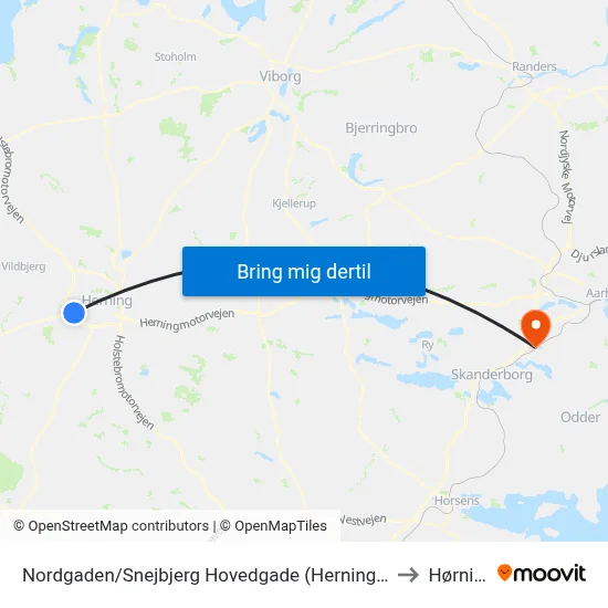 Nordgaden/Snejbjerg Hovedgade (Herning Kom) to Hørning map