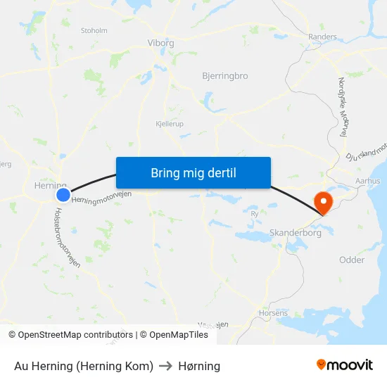 Au Herning (Herning Kom) to Hørning map