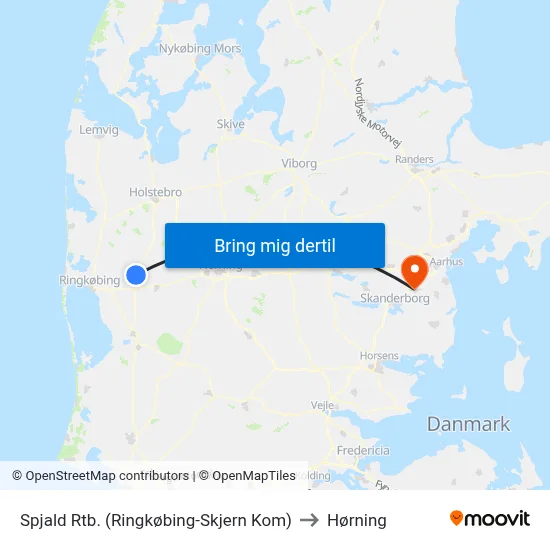 Spjald Rtb. (Ringkøbing-Skjern Kom) to Hørning map