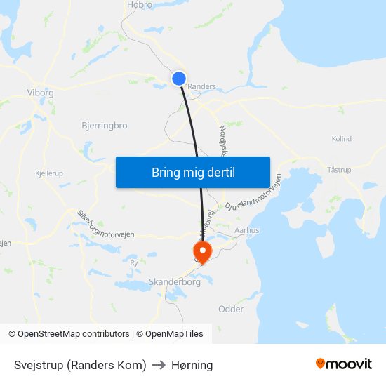 Svejstrup (Randers Kom) to Hørning map