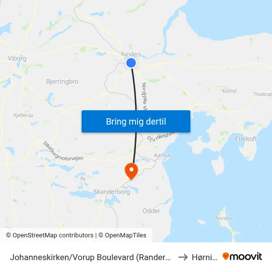 Johanneskirken/Vorup Boulevard (Randers Kom) to Hørning map