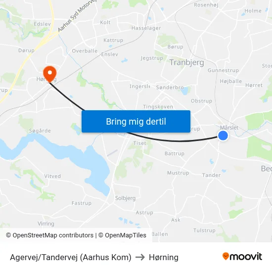 Agervej/Tandervej (Aarhus Kom) to Hørning map