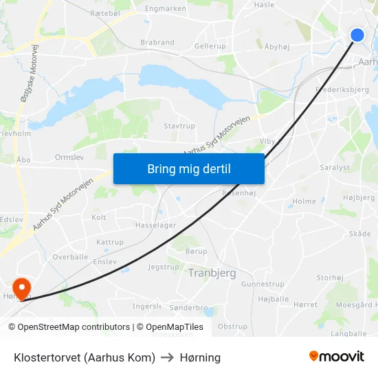 Klostertorvet (Aarhus Kom) to Hørning map