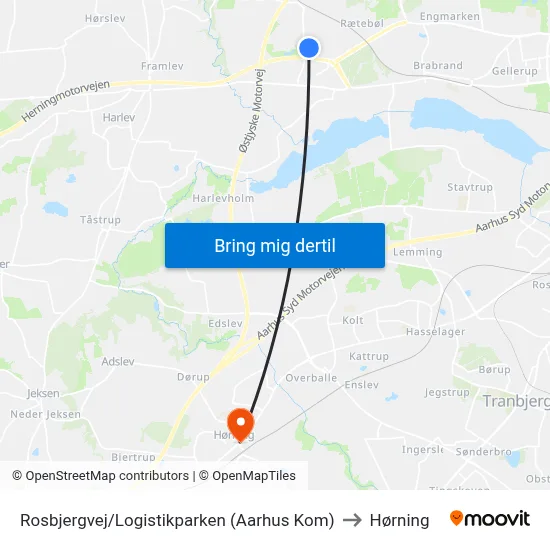 Rosbjergvej/Logistikparken (Aarhus Kom) to Hørning map