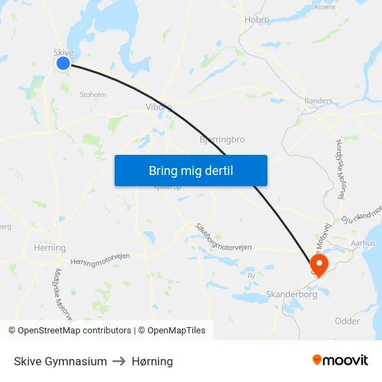 Skive Gymnasium to Hørning map