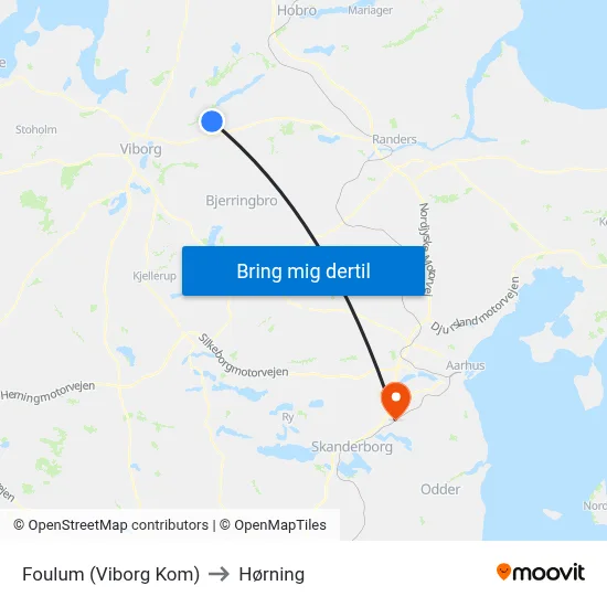 Foulum (Viborg Kom) to Hørning map