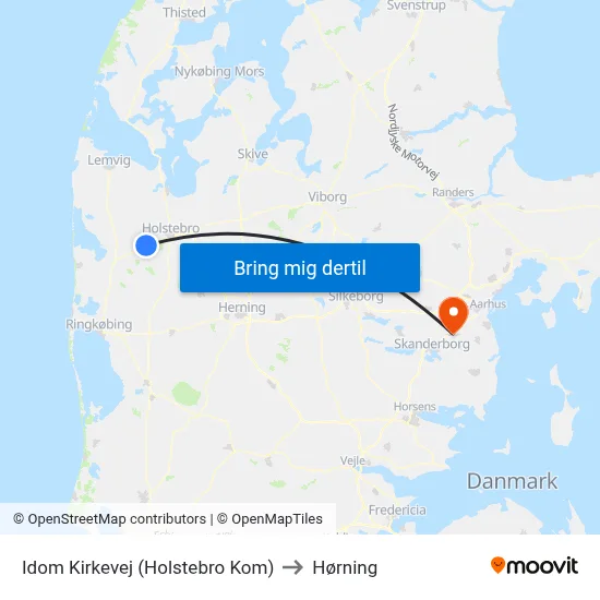 Idom Kirkevej (Holstebro Kom) to Hørning map