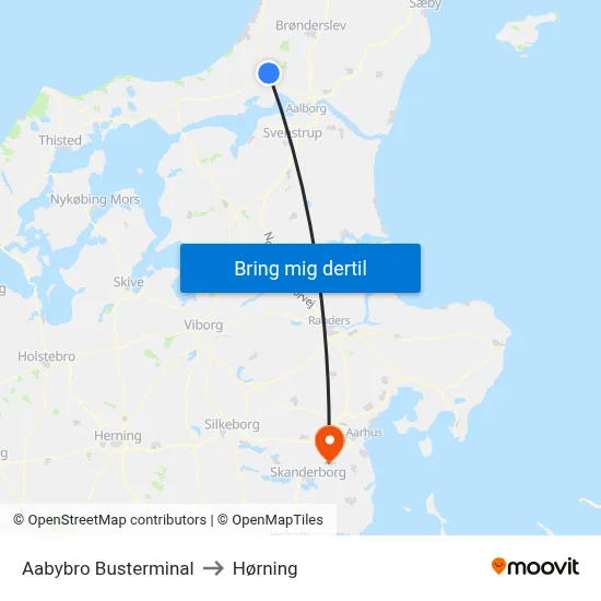 Aabybro Busterminal to Hørning map