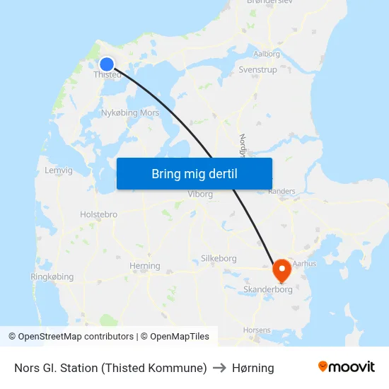 Nors Gl. Station (Thisted Kommune) to Hørning map