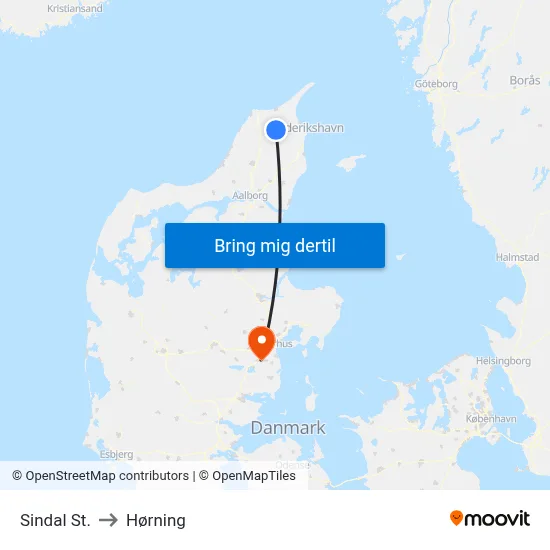 Sindal St. to Hørning map