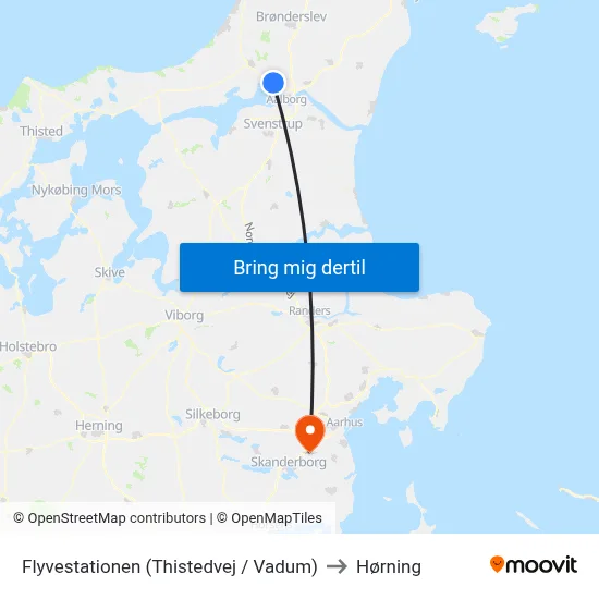 Flyvestationen (Thistedvej / Vadum) to Hørning map