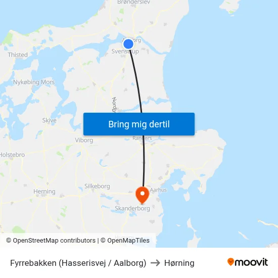 Fyrrebakken (Hasserisvej / Aalborg) to Hørning map