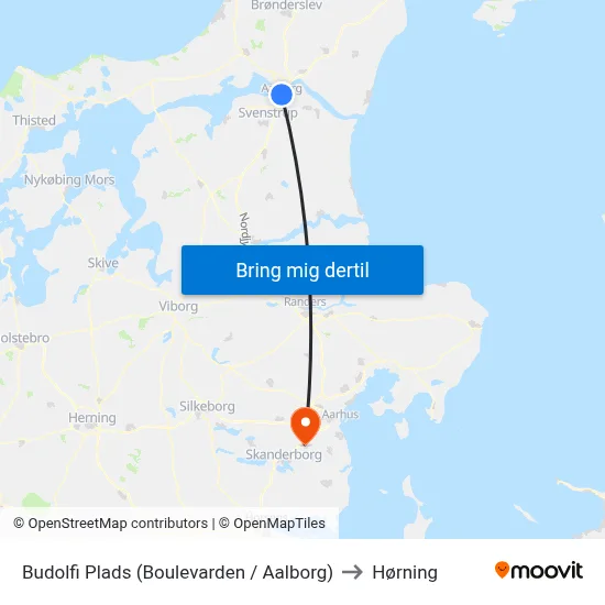 Budolfi Plads (Boulevarden / Aalborg) to Hørning map