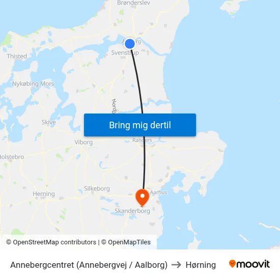 Annebergcentret (Annebergvej / Aalborg) to Hørning map